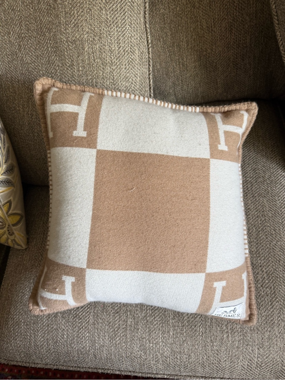 Decorative Neutral Block Geometric Accent Pillow – Sable & Ecru Beige